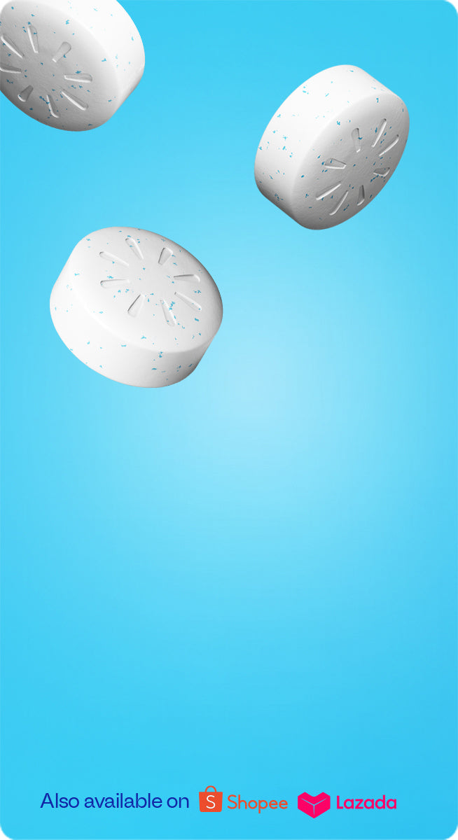 Neuro Energy & Focus Mints pieces floating on mobile hero banner, also available on Shopee and Lazada